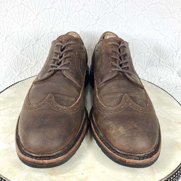 Frye Shoes Men Size 12 Brown Distressed Leather James Wingtip Attractive Oxfords - Picture 3 of 12
